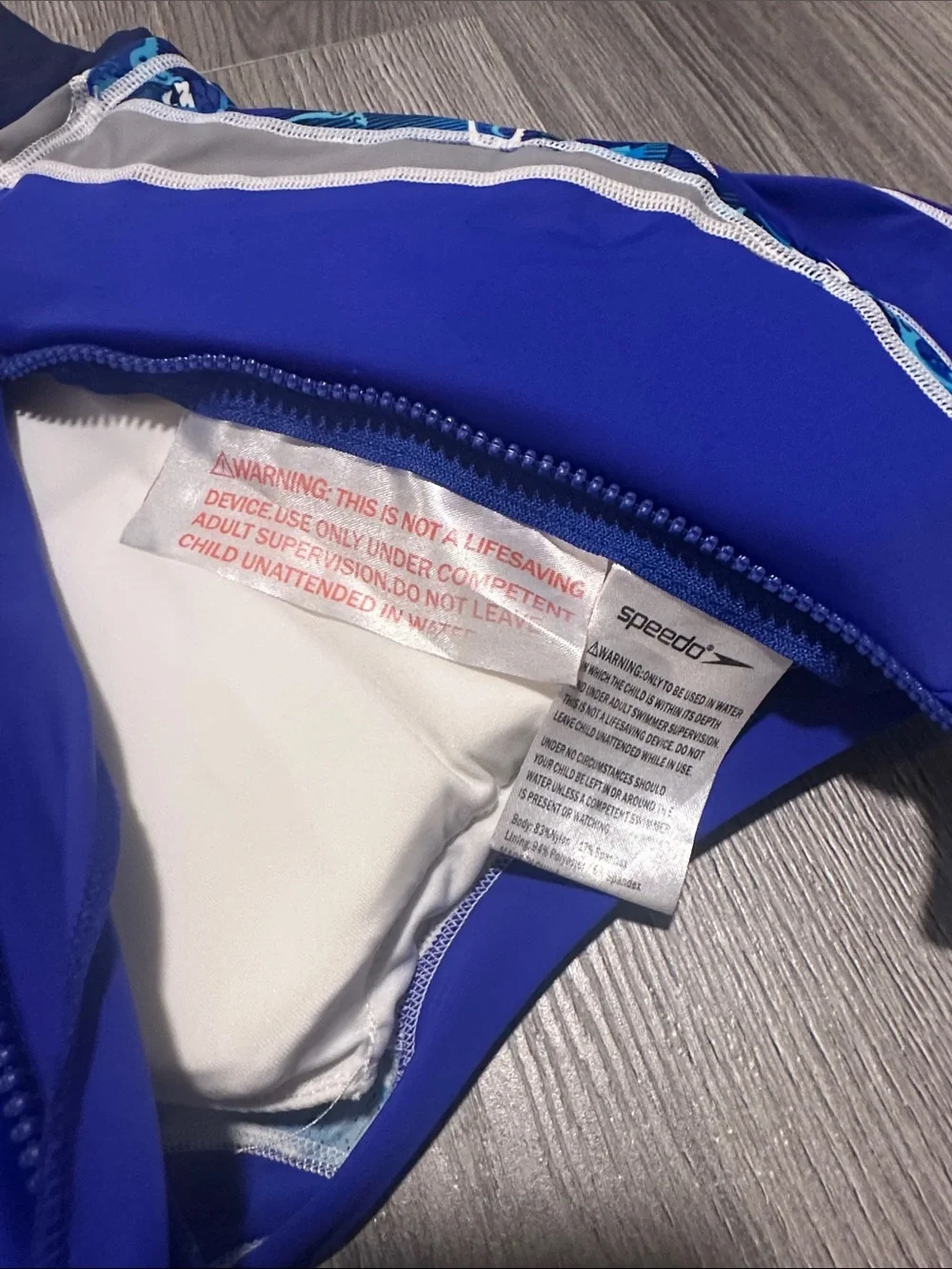 Speedo Blue and Navy Kids Padded Rash Guard Swim Suit